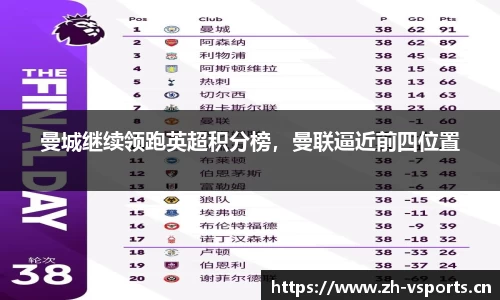 曼城继续领跑英超积分榜，曼联逼近前四位置